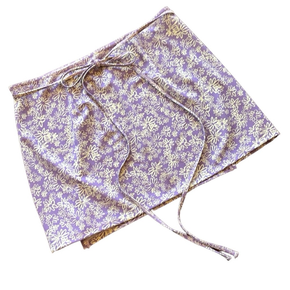 Topshop | Floral Purple/Off-White Wrap Skirt sz 14 - Picture 2 of 6
